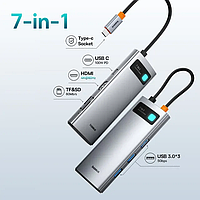 USB-C Хаб Baseus Metal Gleam Series 7-in-1 Multifunctional Type-C HUB Docking Station