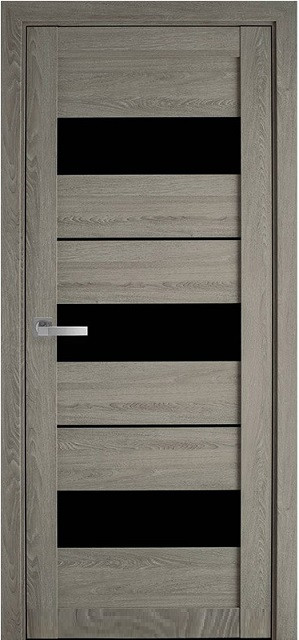 Двері міжкімнатні КФД/ KFD Flora Дуб Скандинавський з чорним склом, фото 1