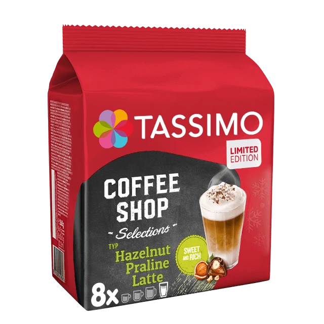 Кава Tassimo Hazelnut Praline Latte 8 порцій Німеччина Тассімо горіховий лате