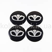 Наклейки для колпачков на диски Daewoo черные/хром лого (60мм)
