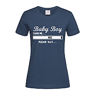 Темно-синяя женская футболка С надписью для беременной (7-19-3-темно-синій)