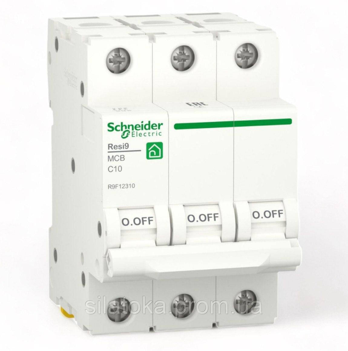 Автоматичний вимикач RESI9 Schneider Electric 10А 3П С 6кА