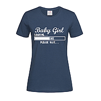Темно-синяя женская футболка С надписью для беременной 2 (7-19-4-темно-синій)