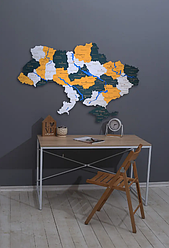 Дерев'яна карта України з намальованими річками, колір Тропічний 100 * 67 см