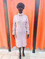 Тепле пряме плаття в*язане рожеве