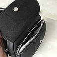 Шкіряна сумка з карманом під клапаном + широкий ремінь С67-КТ-4234 Чорна, фото 8
