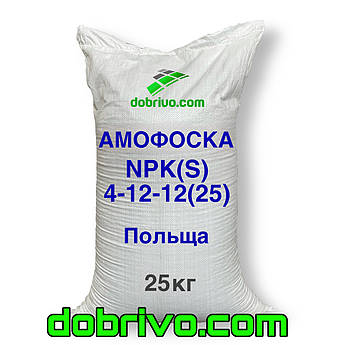 Комплексне мінеральне добриво Амофоска NPK(S): 4-12-12(25), мішок 25 кг, вир-во Польща