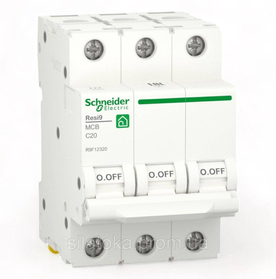 Автоматичний вимикач RESI9 Schneider Electric 20А 3П С 6кА