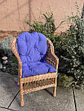 Кресло из лозы Звичайне з подушкою колір Лаванда, фото 4
