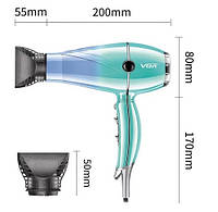 Фен для волосся професійний VGR V-452 (2400 Вт, 3 режими, Турбо режим, 2 насадки), фото 3