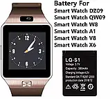 Акумулятор LQ-S1 380 mAh для розумних смарт годинників A1 GT08 DZ09 QW09, фото 2