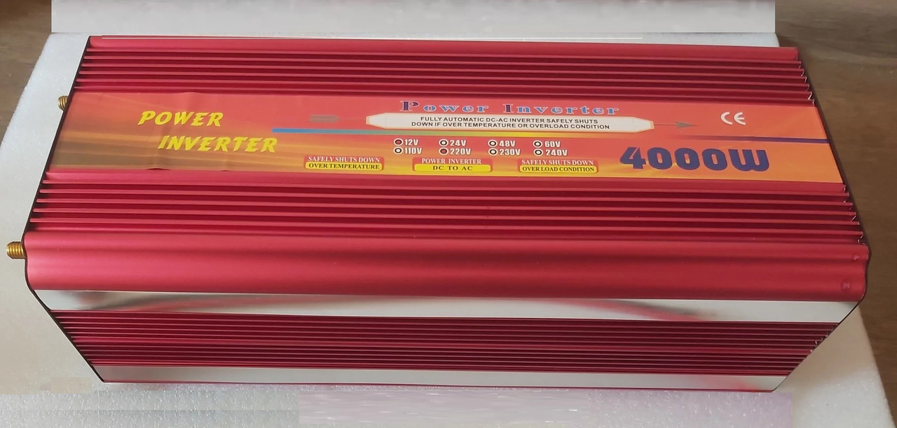 Автомобільний інвертор напруги Wave Inverter 4000Вт 12-220В (Червоний)