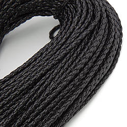Шнур шкірозамінник Плетений Глянцевий 4 мм 1 м Чорний