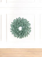 Вінок новорічний декорований діаметр 45 см, різдвяний вінок із хвої, вінок на двері новорічний блакитний