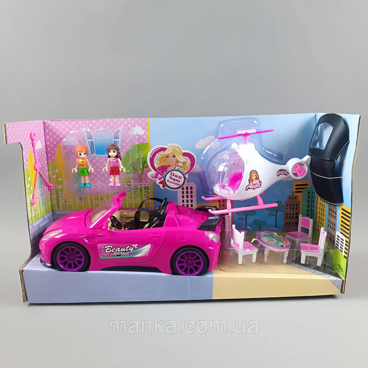 Машинка та вертоліт для ляльки рожева 7898, фото 1