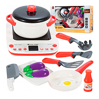 Игровая детская мини кухня Little Chef Kitchen ВС9005 с плитой и аксессуарами (красная и белая).