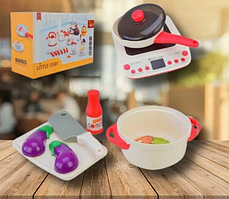 Ігрова дитяча міні-кухня Little Chef Kitchen ВС9005 з плитою та аксесуарами (червона та біла)., фото 2