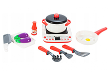 Ігрова дитяча міні-кухня Little Chef Kitchen ВС9005 з плитою та аксесуарами (червона та біла)., фото 3