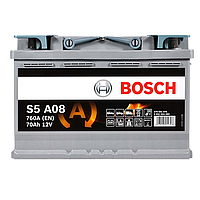 Аккумулятор автомобильный BOSCH AGM (S5A 080) (L3) 70Ah 760A R+