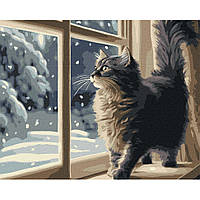 Картина за номерами "Снігопад за вікном" KHO6550 40х50см топ