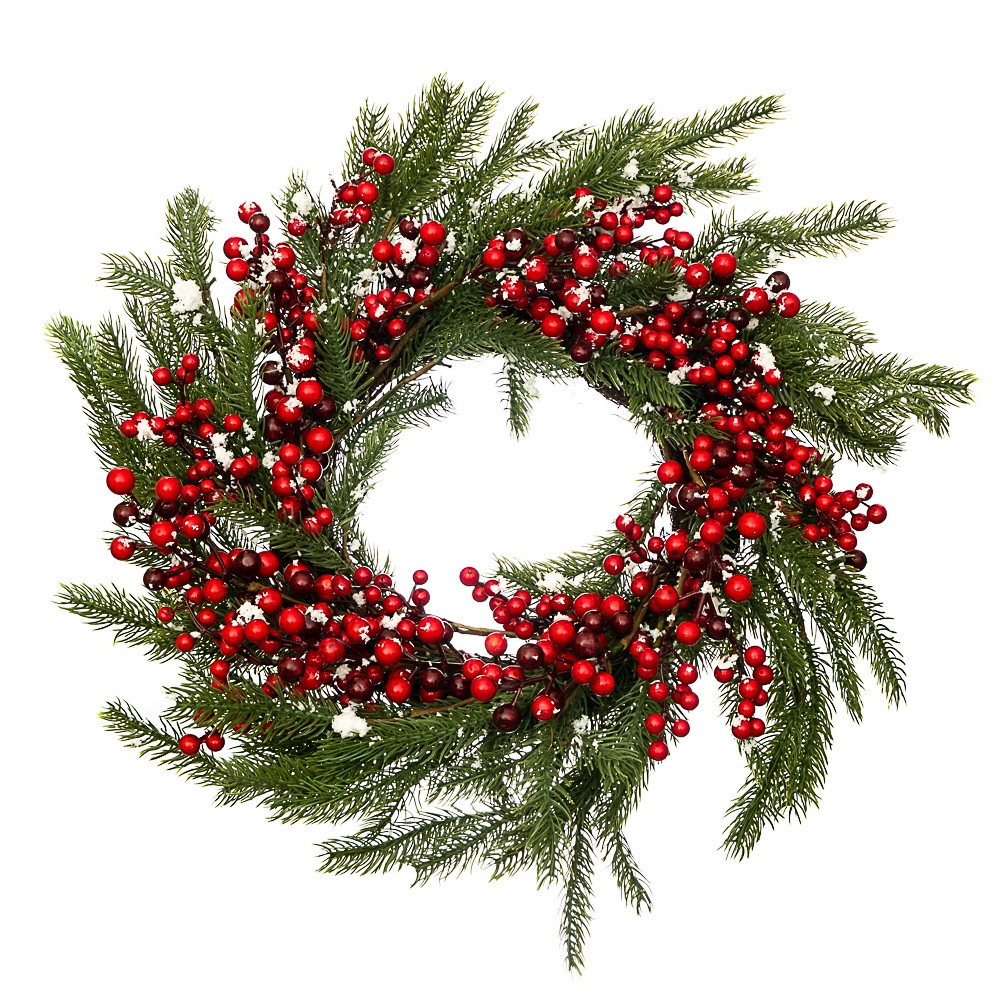 Новогодний декоративный венок "Ягоды на елке" для декора интерьера, фото 1