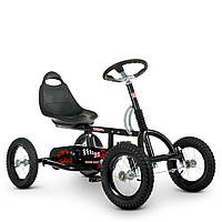 Детский веломобиль Bambi kart M 1697M-2 картинг с педалями для ребенка от 5 лет надувные колеса Матовый черный