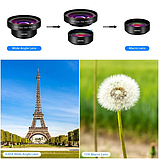 Об'єктив Макро лінза для телефону 2в1 APEXEL 0,45x 4k HD 100 мм Макрооб'єктив ширококутний (APL-0.45XWM) PRO версія, фото 5