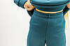 Костюм для дівчинки утеплений турецька тринитка на флісі оверсайз кофта з капішоном колір смарагд, фото 7