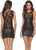 Еротична міні сукня чорного кольору з мереживною спиною