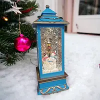 Новогодний Музыкальный Декор "Семья снеговика" Ночник-Светильник с Подсветкой и Снегом USB + Батарейка