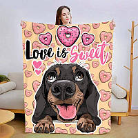 Плед Love is sweet качественное покрывало с 3D рисунком размер 160х200
