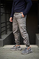 Утепленные мужские штаны-карго на флисе с карманами серые, модные теплые брюки весенние осенние