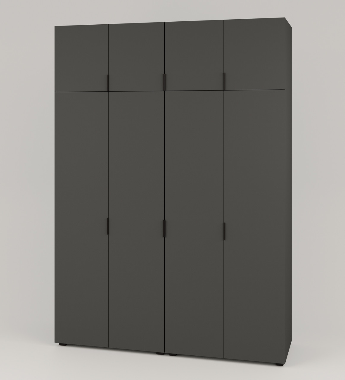 Сучасна чотиридверна шафа 4д 180см для одягу в спальню з антресоллю під стелю 240см Сан Маріно графіт, фото 1