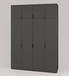 Сучасна чотиридверна шафа 4д 180см для одягу в спальню з антресоллю під стелю 240см Сан Маріно графіт