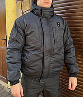 Куртка для поліції / охорони зимова чорна якісна, куртка чоловіча софтшел утеплена