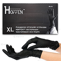 Нитриловые перчатки Hoffen, плотность 3.2 г. - черные (100 шт) XL (9-10)