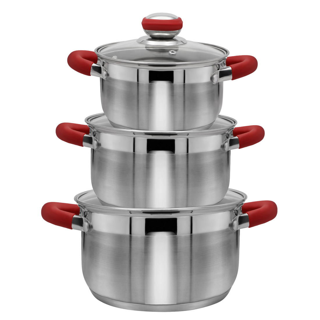 Набір каструль з нержавіючої сталі Zauberg 3 пр ZB-1,9/2,6/3,6 CR RED
