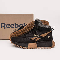 Шкіряні зимові черевики Reebok колір чорний, коричневий