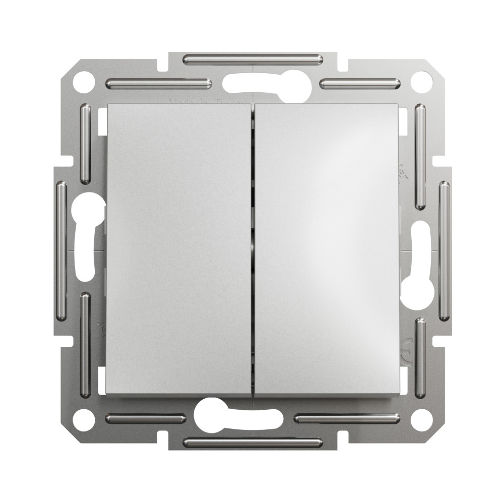 Вимикач Schneider Electric Asfora алюміній двоклавішний внутрішній прохідний EPH0600161