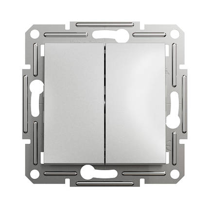Вимикач Schneider Electric Asfora алюміній двоклавішний внутрішній прохідний EPH0600161, фото 1