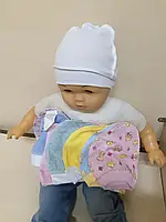 Ясельная Трикотажная белая шапочка для для новорожденных малышей роддом