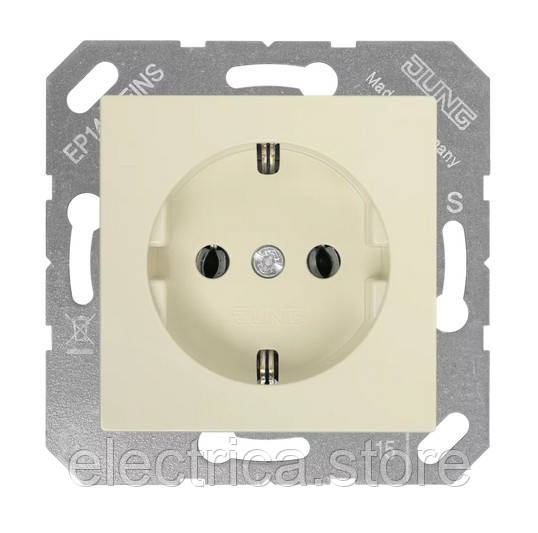 Розетка з заземленням, слонова кістка Jung EP1420, фото 1