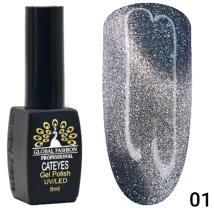 Гель-лак Global Котяче око Wild Cat 24D №01, 8мл.