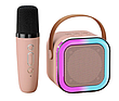Портативна колонка з караоке мікрофоном та RGB підсвічуванням K12 10W, рожевий, фото 7