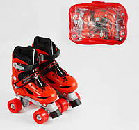 Детские ролики размер 31-34 парные колеса в сумке 7595-S с подсветкой