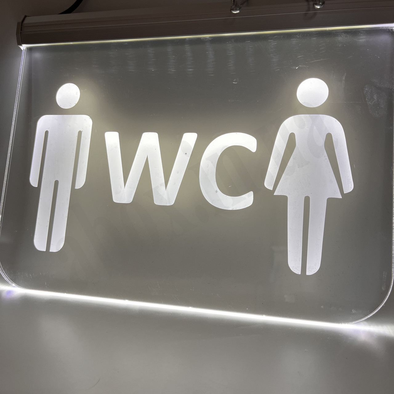 Табличка WC або Туалет | Світлова табличка Акрилайт | Біла