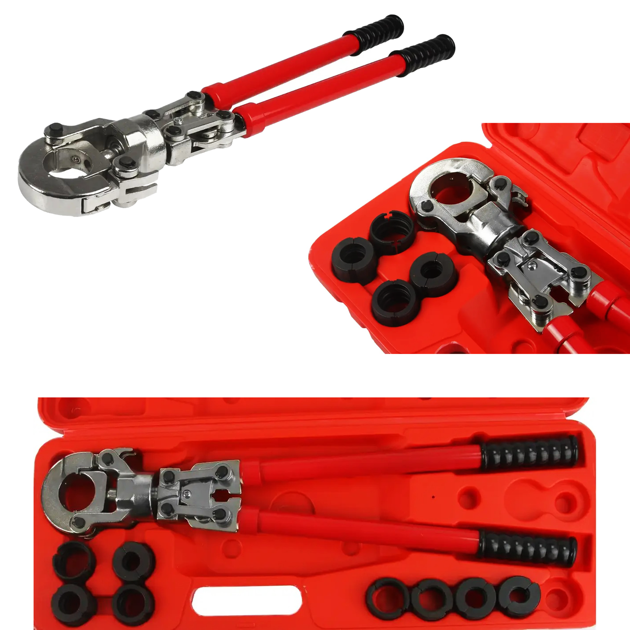 Затискач для труб PEX-AL-PEX ПВХ LEX LX55911 зусилля 6т., 8 елементів 16-32мм, фото 1