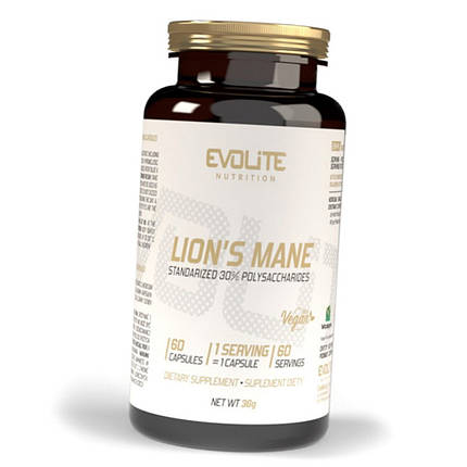 Екстракт Гриба Левова Грива Evolite Nutrition Lion's Mane 60 вег. капсул, фото 2