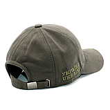 Тактична кепка хакі з гербом Демісезонна однотонна кепка з тризубом Патріотична бейсболка хакі, фото 6