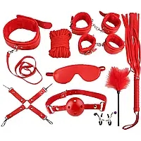 БДСМ набір для зв'язування, набір для сексу червоного кольору
